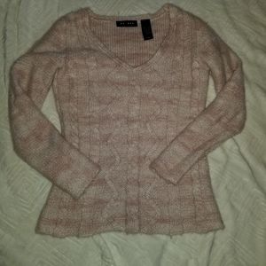 Vneck Pink and White Sweater